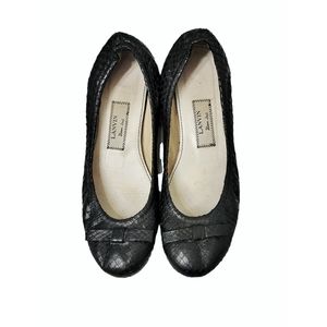 LANVIN Leather Snake Texture Flats Bow 2003